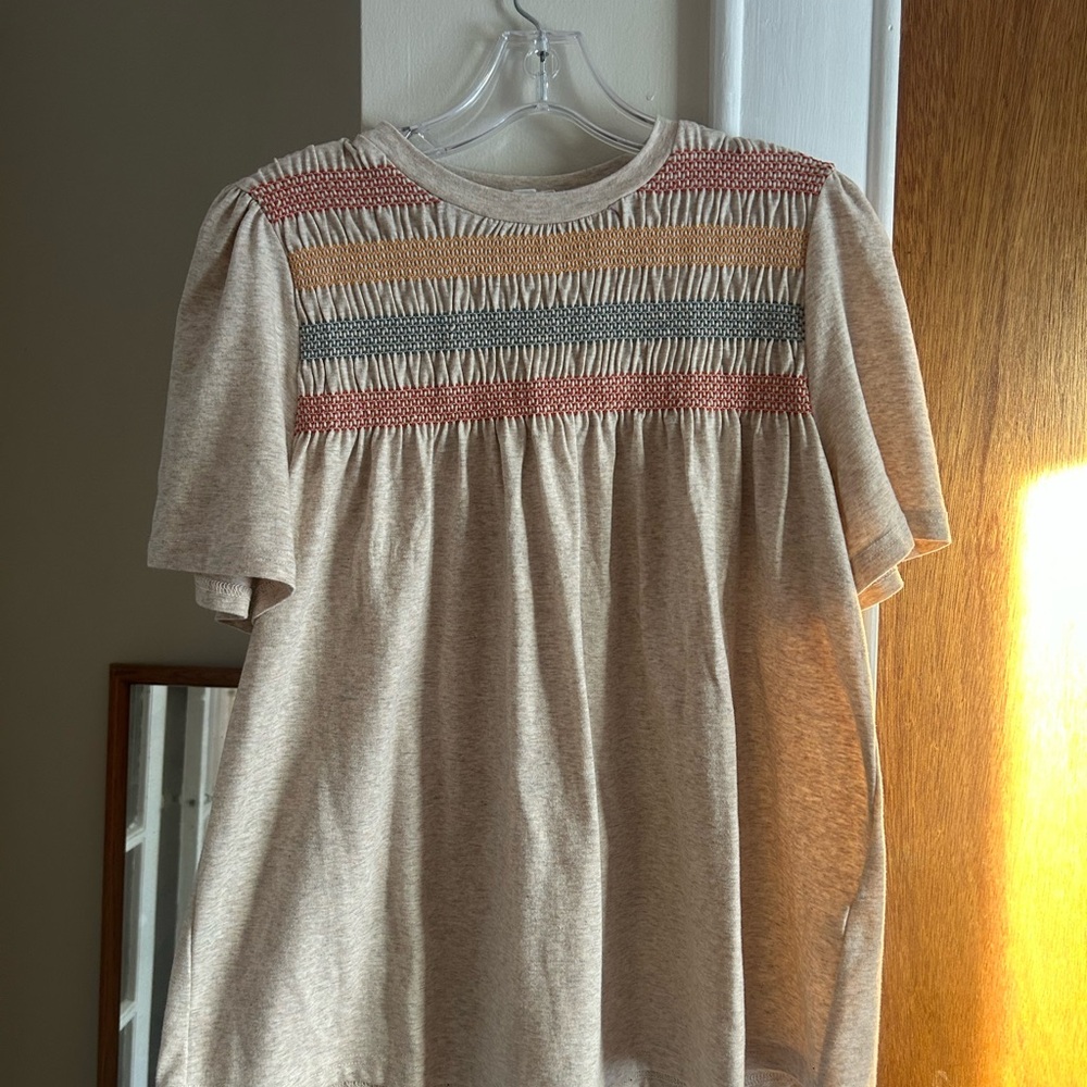 THML Beige Tunic with Embroidered Accents
